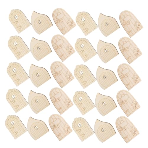 SEWOART 60 Stück Holz Miniatur Feentüren DIY Bastelset Unbehandelte Garten Dekor Türen Fenster Beige Inspirierendes Malvergnügen Naturmaterial Für Haus Büro Hochzeit Party von SEWOART