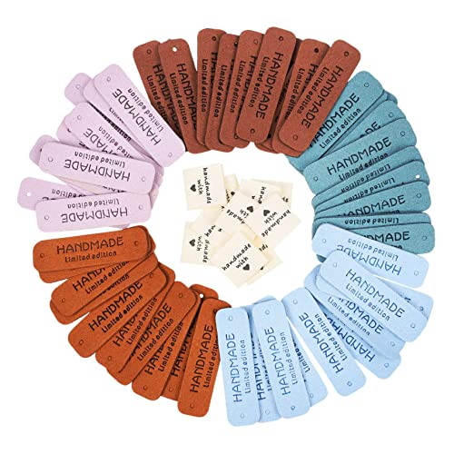 SEWOART 60 Stück Kleidungs etikett handgefertigter Verzierungsstrick Handgemachte Etiketten für Kleidung handmade label handgemacht label Nähen von Etiketten für handgefertigte Artikel von SEWOART
