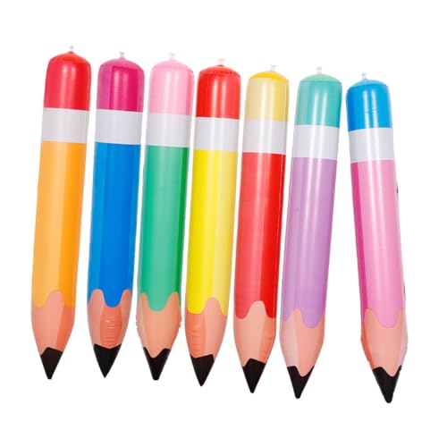 SEWOART 7 Stück Teiliges PVC Aufblasbares Bleistift Große Bunte Schulanfangsdekoration Sichere und Leichte Wand und Klassenzimmer Deko für Party und Foto Requisiten von SEWOART