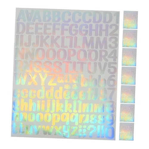 SEWOART 8 Blatt Holographische Vinyl Aufkleber Selbstklebend Buchstaben und Zahlen Sticker für Scrapbooking DIY Projekte und Briefkästen von SEWOART
