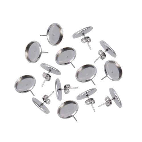 SEWOART 80 Stück Teiliges Edelstahl Ohrstecker mit Runden Cabochon Fassungen und Ohrstecker Verschlüssen Innendurchmesser DIY Schmuckherstellung Zubehör für Individuelle Ohrringe von SEWOART