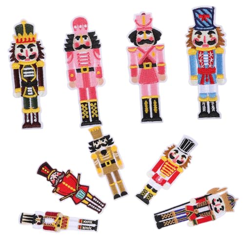 SEWOART 9 Stück Teiliges Bestickte Weihnachts Aufnäher Nutcracker Patches zum Aufnähen und Aufbügeln Farbenfrohe Applikationen für Kleidung Taschen Hüte und DIY Reparatur von SEWOART