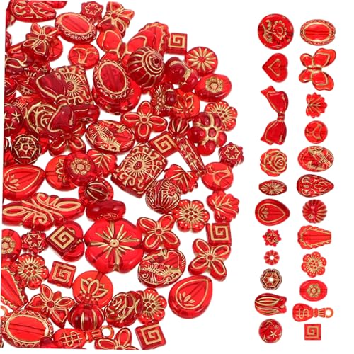 SEWOART Assortierte Vintage Spacer Perlen Transparent Rot mit Goldbeschichtung für DIY Schmuckherstellung Blumen Schmetterlingsdesigns Vielseitig für Ohrringe Armbänder Halsketten SEWOART Assortierte Vintage Spacer Perlen Transparent Rot mit Goldbeschichtung für DIY Schmuckherstellung Blumen Schmetterlingsdesigns Vielseitig für Ohrringe Armbänder Halsketten von SEWOART