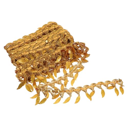 SEWOART Blatt-Pailletten-Spitze Partydekorationen trimmen dekorativ dekoration weihnachten weinachtsdeko handgefertigter Kostümbesatz austauschbarer Kleiderbesatz Polyestergarn Golden von SEWOART