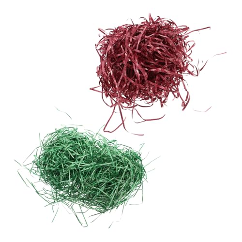 SEWOART Glitzerfüllmaterial Geschenkbox Metallic Zweifarbig Rot Grün Leicht Formbares Crinkle Cut Papier Vielseitiger DIY Bastelstreu für Weihnachten Partys Hochzeiten Geburtstage von SEWOART