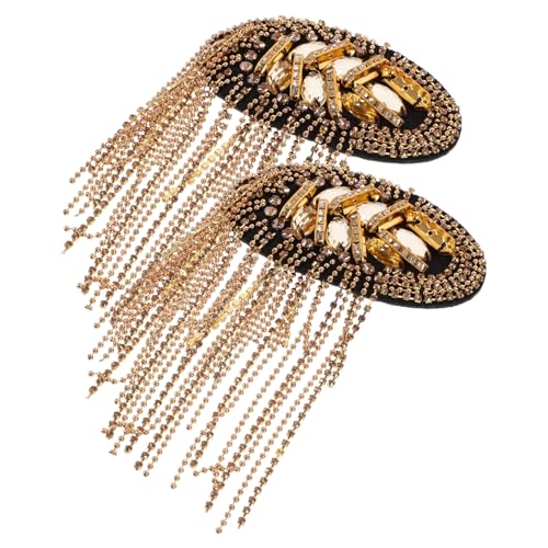 SEWOART Goldene Schulterklappen mit Strass und Quasten Modische Epauletten für Kostümanzüge Stilvolle Schmuck Deko für Damen und Herren Leicht und Langlebig SEWOART Goldene Schulterklappen mit Strass und Quasten Modische Epauletten für Kostümanzüge Stilvolle Schmuck Deko für Damen und Herren Leicht und Langlebig von SEWOART