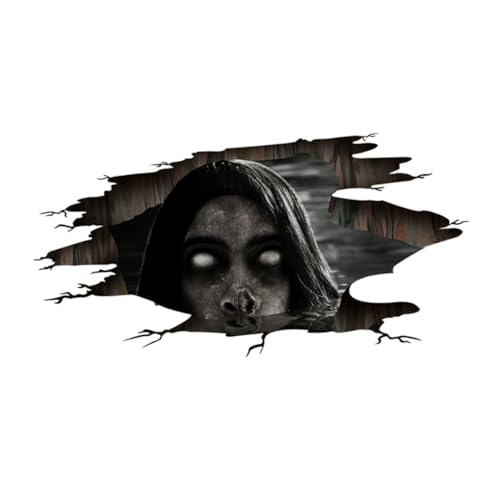 SEWOART Halloween Wandtattoo Gruselige Frau Mit Langen Haaren Selbstklebend Deko Für Party Und Zuhause Für Wände Böden Fenster Und Mehr von SEWOART