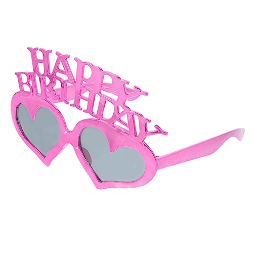 SEWOART Happy Birthday Brille mit Herzform Leichte Kunststofffassung Farbenfrohe Partybrille als Foto Requisite für Geburtstagsfeier Lustiges Accessoire für Familie und Freunde Rosarot von SEWOART