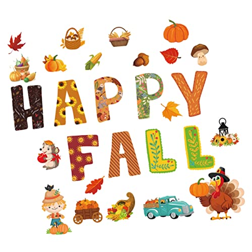 SEWOART Herbstliche Pinnwand Dekorationen Teiliges Bunte Thanksgiving Papier Ausschnitte mit Klebepunkten für Klassenzimmer Wand Fenster Tisch Kreative Party Dekoration von SEWOART
