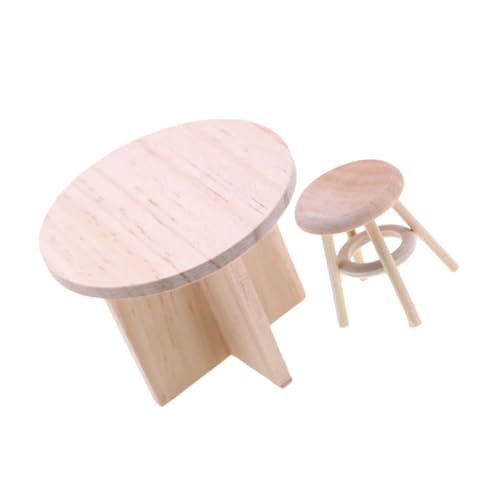 SEWOART Puppenhaus Miniatur Möbel Set Massivem Holz Runder Hocker und Tisch Platzsparend Vielseitig Einsetzbar für Miniatur Hausdekor Detailreiche Handwerkskunst SEWOART Puppenhaus Miniatur Möbel Set Massivem Holz Runder Hocker und Tisch Platzsparend Vielseitig Einsetzbar für Miniatur Hausdekor Detailreiche Handwerkskunst von SEWOART