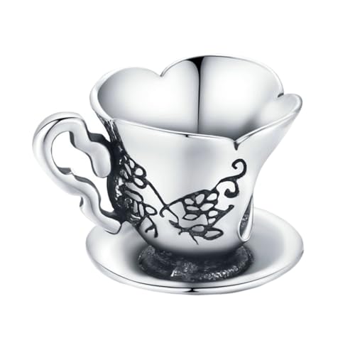 SEWOART Retro Sterlingsilber Armband mit Teetassen Charms Stilvolles Damen Schmuckstück Dekoratives Perlenarmband für Festivals und Alltag Feine Verarbeitung Langlebig und Komfortabel von SEWOART