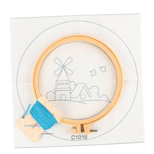 SEWOART Rundes Stickerei Set für Diy Punch Needle Kit mit Nadeln Wolle und Zubehör für Kreative Handarbeiten Windmühlen Muster SEWOART Rundes Stickerei Set für Diy Punch Needle Kit mit Nadeln Wolle und Zubehör für Kreative Handarbeiten Windmühlen Muster von SEWOART