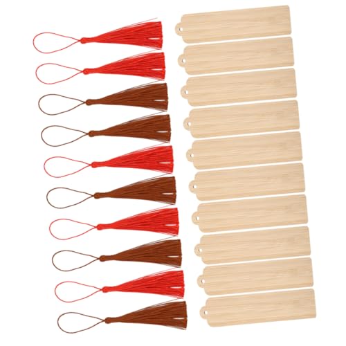 SEWOART Unfertige Bambus Lesezeichen mit Ausschnitten Teiliges DIY mit Roten und Braunen Quasten Bastelmaterial für Kinderhandwerk und Malspielzeug von SEWOART