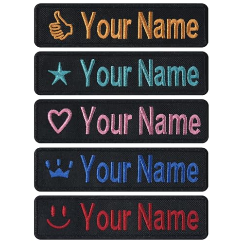 1 Stück personalisierbare Bügelbilder mit Emoticon, 4 Größen und 5 Farben, individuelle bestickte Namensetiketten für Uniformen, Rucksäcke, Schulkleidung, waschbare Stoffanhänger 1 Stück personalisierbare Bügelbilder mit Emoticon, 4 Größen und 5 Farben, individuelle bestickte Namensetiketten für Uniformen, Rucksäcke, Schulkleidung, waschbare Stoffanhänger von SF Custom
