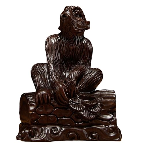 SFANIIX Schreibtisch-Dekorationen, Holzschnitz-Affen-Ornament, Schnitzerei, Handwerk, Affe, Mahagoni, Ornament, Dekoration, Wohnzimmer-Dekorationen, Skulptur-Figuren (20 cm) von SFANIIX