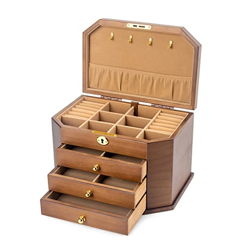 Schmuck Aufbewahrung Organizer Massivholz Schmuck Aufbewahrungsbox mit Schloss Ohrringe Halskette Schmuckschatulle Große Kapazität Einfache Retro Holzkiste Schmuck Aufbewahrungsbox (Color : A, Size Schmuck Aufbewahrung Organizer Massivholz Schmuck Aufbewahrungsbox mit Schloss Ohrringe Halskette Schmuckschatulle Große Kapazität Einfache Retro Holzkiste Schmuck Aufbewahrungsbox (Color : A, Size von SFANIIX
