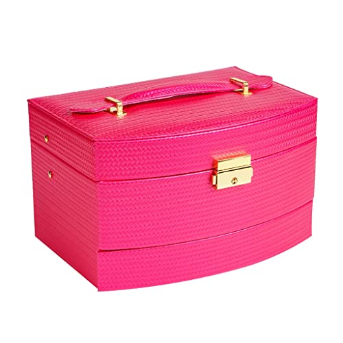 Schmuck Aufbewahrung Organizer PU Schmuck Aufbewahrungsbox Mit Schloss Multi-Layer Schmuckschatulle Ohr Stud Ring Schmuckschatulle Schmuck Aufbewahrungsbox (Color : A, Size : 22x15x13CM) von SFANIIX