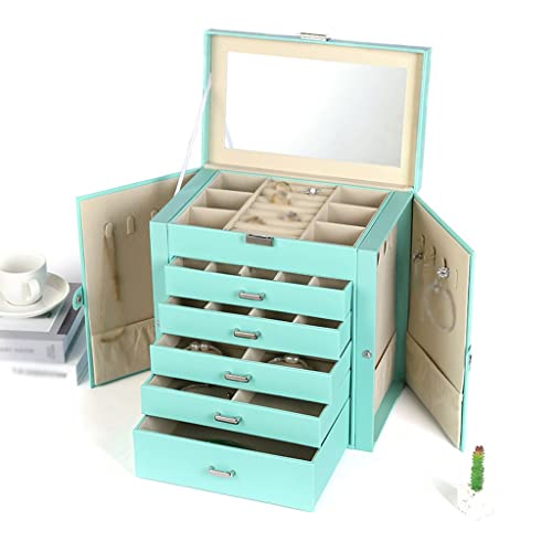 Schmuck Aufbewahrung Organizer Schmuckschatulle PU Prinzessin Schmuck Fünfschichtige Aufbewahrungsbox Schmuckschatulle Schmuck Aufbewahrungsbox (Color : C, Size : 27x16x28cm) von SFANIIX