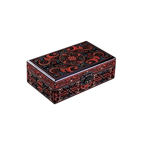 Schmuck Aufbewahrungsorganisator Retro-Stil Han-Muster Lackierung Schmuckschatulle Klassische Holz Lackbox Chinesischen Stil Geschenkbox Hochwertige Geschenkbox Schmuck Aufbewahrungsbox (Color : A) von SFANIIX