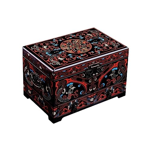 Schmuck Aufbewahrungsorganisator Retro-Stil Han-Muster Lackierung Schmuckschatulle Klassische Holz Lackbox Chinesischen Stil Geschenkbox Hochwertige Geschenkbox Schmuck Aufbewahrungsbox (Color : B) von SFANIIX