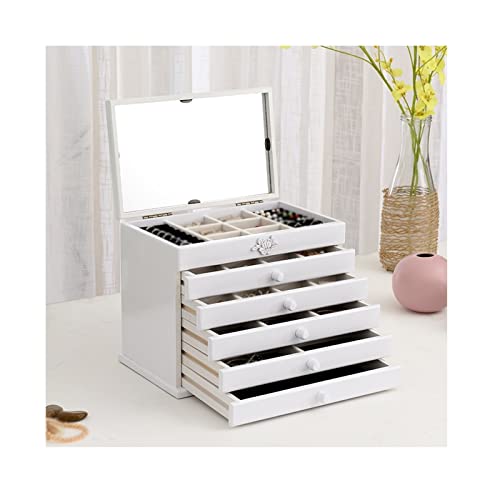 Schmuck Lagerung Organizer Große Kapazität Holz Schmuckschatulle Prinzessin Schmuckschatulle Schmuck Aufbewahrungsbox Schmuck Aufbewahrungsbox (Color : B, Size : 32x20x24CM) von SFANIIX