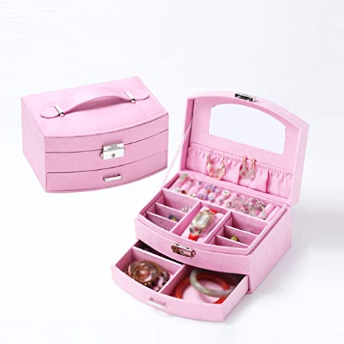 Schmuck Lagerung Organizer Mädchen Prinzessin Holz Kette Lagerung Ring Stud Ohrringe Große Kapazität Doppelschicht Flanell Schmuckschatulle Schmuck Aufbewahrungsbox (Color : D, Size : 20x15x10CM) von SFANIIX