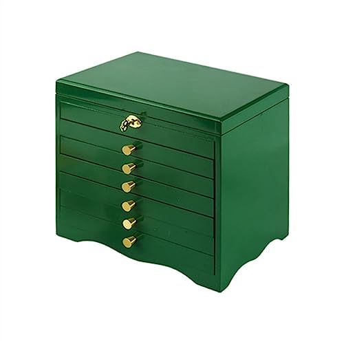 Schmuck Lagerung Organizer Schmuckschatulle Holz Multilayer Retro Schmuck Halskette Aufbewahrungsbox Mit Schloss Schmuck Aufbewahrungsbox (Color : B) von SFANIIX
