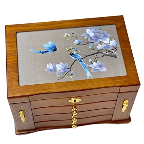 Schmuck-Organizer, Schmuckschatulle, Stickerei, Suzhou handbestickt, doppelseitig, Stick-Aufbewahrungsbox, exquisites Schloss, Schmuckkästchen aus Massivholz, Schmuck (Farbe: B, Größe: Schmuck-Organizer, Schmuckschatulle, Stickerei, Suzhou handbestickt, doppelseitig, Stick-Aufbewahrungsbox, exquisites Schloss, Schmuckkästchen aus Massivholz, Schmuck (Farbe: B, Größe: von SFANIIX