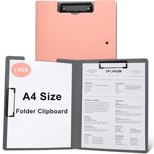 1 x A4-Klemmbretter, faltbar, 360°-Abdeckung, Klemmbrett, Kunststoff-Klemmbretter mit doppeltem niedrigem Profil-Clip, A4-Größe, Aktenordner, Aufbewahrung, Klemmbrett für A3, A4, Büroklammerbretter 1 x A4-Klemmbretter, faltbar, 360°-Abdeckung, Klemmbrett, Kunststoff-Klemmbretter mit doppeltem niedrigem Profil-Clip, A4-Größe, Aktenordner, Aufbewahrung, Klemmbrett für A3, A4, Büroklammerbretter von SFLHHDM