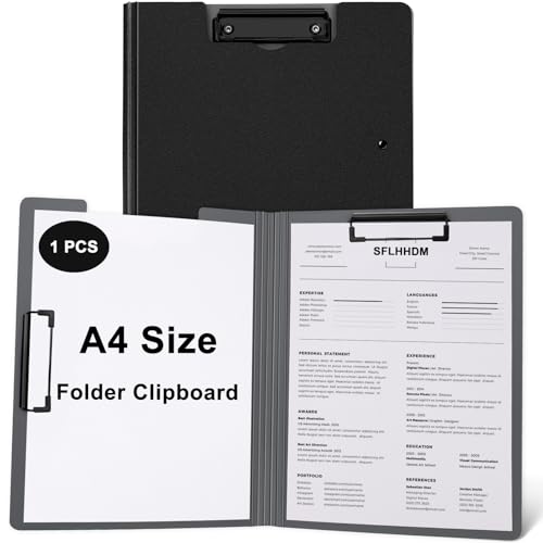 1 x A4-Klemmbretter, faltbar, 360°-Abdeckung, Klemmbrett, Kunststoff-Klemmbretter mit doppeltem niedrigem Profil-Clip, A4-Größe, Aktenordner, Aufbewahrung, Klemmbrett für A3, A4, Büroklammerbretter 1 x A4-Klemmbretter, faltbar, 360°-Abdeckung, Klemmbrett, Kunststoff-Klemmbretter mit doppeltem niedrigem Profil-Clip, A4-Größe, Aktenordner, Aufbewahrung, Klemmbrett für A3, A4, Büroklammerbretter von SFLHHDM