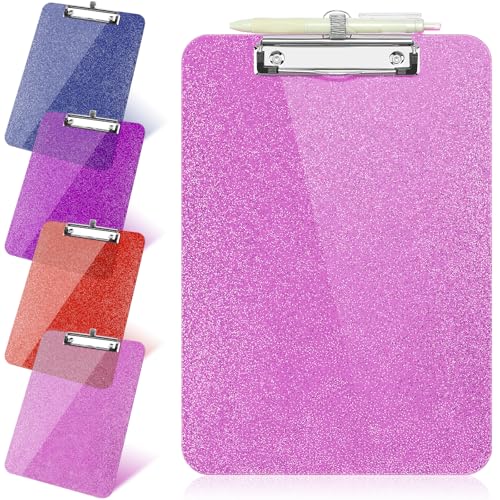 1 x transparentes Glitzer-Klemmbrett, Kunststoff-Klemmbrett mit Stifthalter, Größe 22,5 x 31,5 cm, glänzende Klemmbretter mit flachem Profil-Clip, niedliches hängendes Klemmbrett für Bürobedarf 1 x transparentes Glitzer-Klemmbrett, Kunststoff-Klemmbrett mit Stifthalter, Größe 22,5 x 31,5 cm, glänzende Klemmbretter mit flachem Profil-Clip, niedliches hängendes Klemmbrett für Bürobedarf von SFLHHDM