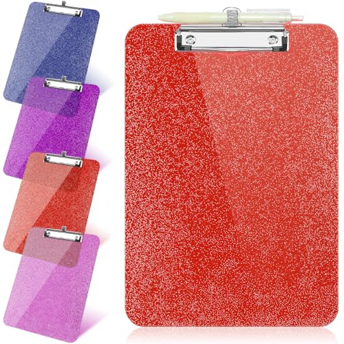 1 x transparentes Glitzer-Klemmbrett, Kunststoff-Klemmbrett mit Stifthalter, Größe 22,5 x 31,5 cm, glänzende Klemmbretter mit niedrigem Profil-Clip, niedliches hängendes Klemmbrett für Bürobedarf 1 x transparentes Glitzer-Klemmbrett, Kunststoff-Klemmbrett mit Stifthalter, Größe 22,5 x 31,5 cm, glänzende Klemmbretter mit niedrigem Profil-Clip, niedliches hängendes Klemmbrett für Bürobedarf von SFLHHDM
