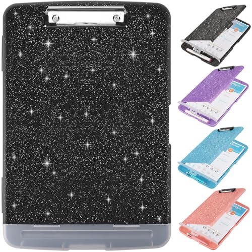 Glitzer-Klemmbrett mit Aufbewahrung, Aufbewahrungs-Klemmbrett mit Stifthalter, A4-Forder-Klemmbretter 21,6 x 28,9 cm mit flachem Profil-Clip, seitliche Öffnung, glitzernde Klemmbretter, Klemmbretter Glitzer-Klemmbrett mit Aufbewahrung, Aufbewahrungs-Klemmbrett mit Stifthalter, A4-Forder-Klemmbretter 21,6 x 28,9 cm mit flachem Profil-Clip, seitliche Öffnung, glitzernde Klemmbretter, Klemmbretter von SFLHHDM