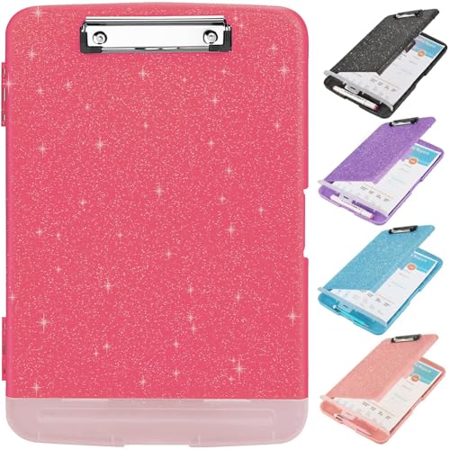 Glitzer-Klemmbrett mit Aufbewahrung, Klemmbrett mit Stifthalter, A4-Forder-Klemmbretter 21,6 x 27,9 cm mit flachem Profil-Clip, seitliche Öffnung, glitzernde Klemmbretter, Klemmbretter für Bürobedarf Glitzer-Klemmbrett mit Aufbewahrung, Klemmbrett mit Stifthalter, A4-Forder-Klemmbretter 21,6 x 27,9 cm mit flachem Profil-Clip, seitliche Öffnung, glitzernde Klemmbretter, Klemmbretter für Bürobedarf von SFLHHDM