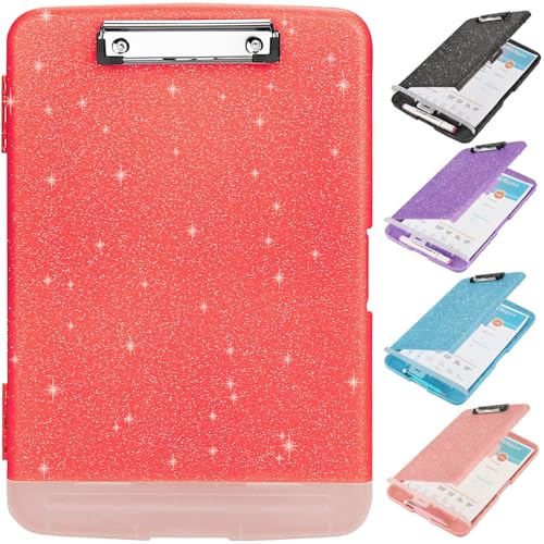 Glitzer-Klemmbrett mit Aufbewahrung, Klemmbrett mit Stifthalter, A4-Forder-Klemmbretter 21,6 x 28,9 cm mit flachem Profil-Clip, seitliche Öffnung, glitzernde Klemmbretter, Klemmbretter für Bürobedarf Glitzer-Klemmbrett mit Aufbewahrung, Klemmbrett mit Stifthalter, A4-Forder-Klemmbretter 21,6 x 28,9 cm mit flachem Profil-Clip, seitliche Öffnung, glitzernde Klemmbretter, Klemmbretter für Bürobedarf von SFLHHDM