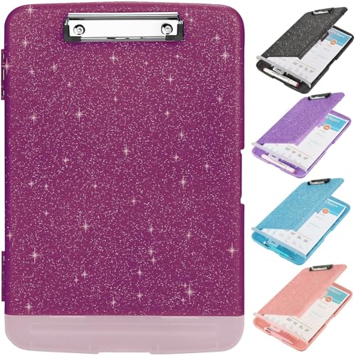 Glitzer-Klemmbrett mit Aufbewahrung, Klemmbrett mit Stifthalter, A4-Forder-Klemmbretter 21,6 x 28,9 cm mit flachem Profil-Clip, seitliche Öffnung, glitzernde Klemmbretter, Klemmbretter für Bürobedarf Glitzer-Klemmbrett mit Aufbewahrung, Klemmbrett mit Stifthalter, A4-Forder-Klemmbretter 21,6 x 28,9 cm mit flachem Profil-Clip, seitliche Öffnung, glitzernde Klemmbretter, Klemmbretter für Bürobedarf von SFLHHDM