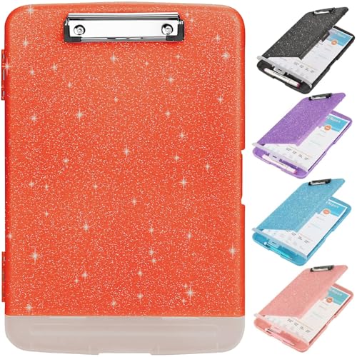 Glitzer-Klemmbrett mit Aufbewahrung, Klemmbrett mit Stifthalter, A4-Forder-Klemmbretter 21,6 x 28,9 cm mit flachem Profil-Clip, seitliche Öffnung, glitzernde Klemmbretter, Klemmbretter für Bürobedarf Glitzer-Klemmbrett mit Aufbewahrung, Klemmbrett mit Stifthalter, A4-Forder-Klemmbretter 21,6 x 28,9 cm mit flachem Profil-Clip, seitliche Öffnung, glitzernde Klemmbretter, Klemmbretter für Bürobedarf von SFLHHDM