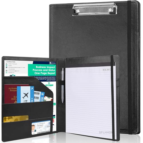 Klemmbrett-Padfolio mit Aufbewahrungstasche, Klemmbrett-Ordner, Portfolio-Organizer, 360 Grad faltbare Klemmbretter mit nachfüllbarem Notizblock, Kunstleder-Padfolio-Organizer für Büro, Schulbedarf Klemmbrett-Padfolio mit Aufbewahrungstasche, Klemmbrett-Ordner, Portfolio-Organizer, 360 Grad faltbare Klemmbretter mit nachfüllbarem Notizblock, Kunstleder-Padfolio-Organizer für Büro, Schulbedarf von SFLHHDM