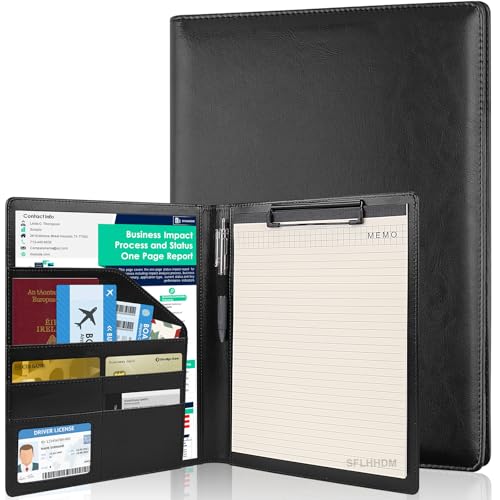Klemmbrett-Padfolio mit Aufbewahrungstasche, Klemmbrett-Ordner, Portfolio-Organizer, 360 Grad faltbare Klemmbretter mit nachfüllbarem Notizblock, Kunstleder-Padfolio-Organizer für Büro, Schulbedarf Klemmbrett-Padfolio mit Aufbewahrungstasche, Klemmbrett-Ordner, Portfolio-Organizer, 360 Grad faltbare Klemmbretter mit nachfüllbarem Notizblock, Kunstleder-Padfolio-Organizer für Büro, Schulbedarf von SFLHHDM