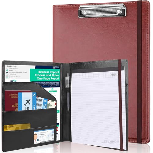 Klemmbrett-Padfolio mit Aufbewahrungstasche, Klemmbrett-Ordner, Portfolio-Organizer, 360 Grad faltbare Klemmbretter mit nachfüllbarem Notizblock, Kunstleder-Padfolio-Organizer für Büro, Schulbedarf Klemmbrett-Padfolio mit Aufbewahrungstasche, Klemmbrett-Ordner, Portfolio-Organizer, 360 Grad faltbare Klemmbretter mit nachfüllbarem Notizblock, Kunstleder-Padfolio-Organizer für Büro, Schulbedarf von SFLHHDM