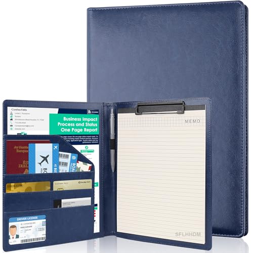 Klemmbrett-Padfolio mit Aufbewahrungstasche, Klemmbrett-Ordner, Portfolio-Organizer, 360 Grad faltbare Klemmbretter mit nachfüllbarem Notizblock, Kunstleder-Padfolio-Organizer für Büro, Schulbedarf von SFLHHDM