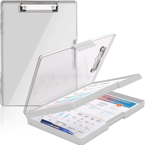 Klemmbrett mit Aufbewahrung, robuste Clipboards, 21.6x27.9 cm, mit 2 Aufbewahrungsboxen, klare, sichtbare Oberseite, Aufbewahrungs-Klemmbretter, seitliche Öffnung, Ordneretui für Bürobedarf, Lvory Klemmbrett mit Aufbewahrung, robuste Clipboards, 21.6x27.9 cm, mit 2 Aufbewahrungsboxen, klare, sichtbare Oberseite, Aufbewahrungs-Klemmbretter, seitliche Öffnung, Ordneretui für Bürobedarf, Lvory von SFLHHDM