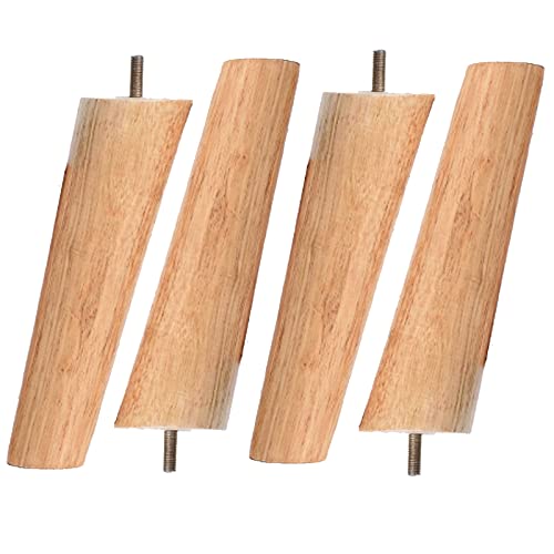 SFNIOKFG 4 Stück Möbelbeine aus Massivholz, konische Ersatz-Sofafüße, Schrankbein-Standfüße, Kommodenbeine, mit vorgebohrten M6-Schrauben, mit Gummischutzpolster, Holzfarbe (40 cm, Neigung) von SFNIOKFG