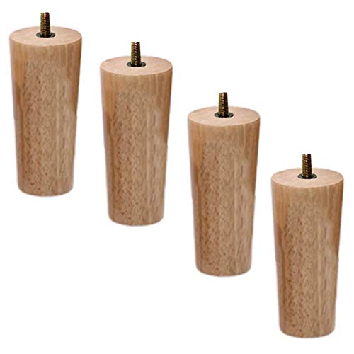 SFNIOKFG 4-teilige Sofabeine, Möbelbeine aus Holz, Couchfüße aus Gummiholz, Ersatzsesselfüße aus Massivholz, Schrankbeine, für Ottomane, Kommoden, Holzfarbe, mit M8-Gewindeschaft, gerader K SFNIOKFG 4-teilige Sofabeine, Möbelbeine aus Holz, Couchfüße aus Gummiholz, Ersatzsesselfüße aus Massivholz, Schrankbeine, für Ottomane, Kommoden, Holzfarbe, mit M8-Gewindeschaft, gerader K von SFNIOKFG