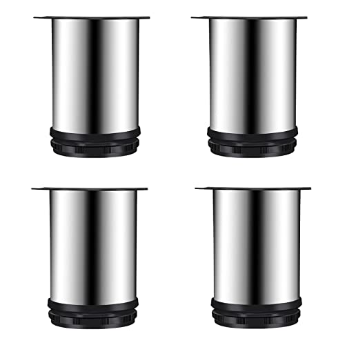 SFNIOKFG 4er-Pack Möbelbeine aus Edelstahl, verdickte Schrankbeine aus Metall, verstellbare Sofafüße, runde Tischbeine, für Badezimmerschrank, Nachttisch, Couchtisch, mit Schrauben, Silber SFNIOKFG 4er-Pack Möbelbeine aus Edelstahl, verdickte Schrankbeine aus Metall, verstellbare Sofafüße, runde Tischbeine, für Badezimmerschrank, Nachttisch, Couchtisch, mit Schrauben, Silber von SFNIOKFG