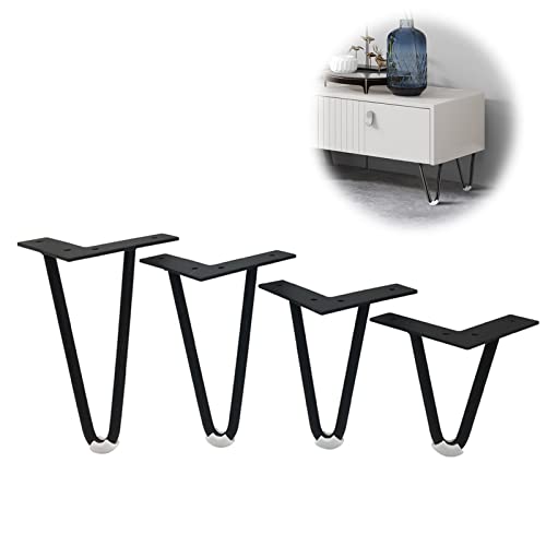 SFNIOKFG 4er-Set Haarnadel-Tischbeine, robuste DIY-Möbelbeine, Metallfüße für Fernsehschränke, für Schränke, Kleiderschränke, Nachttische, Schubladen, 10 mm Durchmesser, satiniert, schwarz, SFNIOKFG 4er-Set Haarnadel-Tischbeine, robuste DIY-Möbelbeine, Metallfüße für Fernsehschränke, für Schränke, Kleiderschränke, Nachttische, Schubladen, 10 mm Durchmesser, satiniert, schwarz, von SFNIOKFG