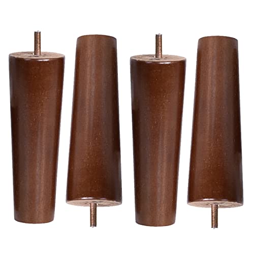 SFNIOKFG 4er-Set Möbelbeine, Moderne Ersatzfüße aus Holz im Mid-Century-Stil, kegelförmige Bettbeine, Sofabeine, Fernsehschrankfüße, Couchtischbeine, Kommodenbeine, mit M8-Schrauben und rut von SFNIOKFG