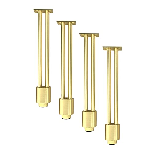 SFNIOKFG Möbelbeine Möbelfüße aus Metall Tischbeine Aluminiumfüße Tischgestell Tischbeine Doppelte Stützmöbelbeine, für Bürotisch Stehtisch Schreibtisch Gold 4 Stück (12 cm) von SFNIOKFG