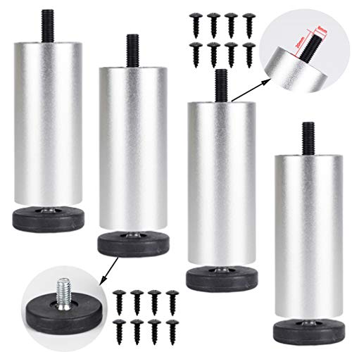 SFNIOKFG Möbelbeine aus Metall, 4 Stück, zylindrisches Sofabein, Ersatzbettbeine aus Aluminiumlegierung, Kühlschrankfüße, verstellbar 0–8 mm, M8-Schrauben, rutschfeste Fußpolster, Schwarz/S SFNIOKFG Möbelbeine aus Metall, 4 Stück, zylindrisches Sofabein, Ersatzbettbeine aus Aluminiumlegierung, Kühlschrankfüße, verstellbar 0–8 mm, M8-Schrauben, rutschfeste Fußpolster, Schwarz/S von SFNIOKFG