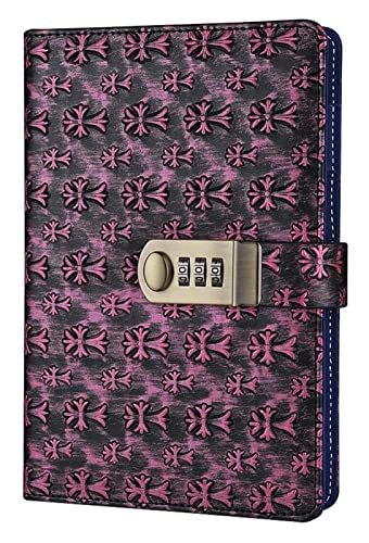 SFQEVHRZ Notizbuch, Leder-Notizbuch, persönliches Tagebuch mit Schlosscode, dicker Notizblock, Schreibwaren, Journal, individuell(C) von SFQEVHRZ